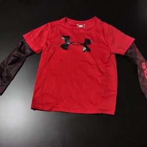 Boys Size 5 Red Under Armour Long Sleeve Tee shirt